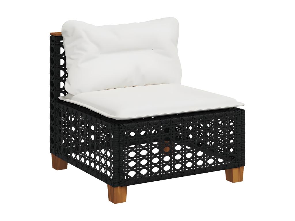 5-piece garden furniture set with cushions, black woven resin MATG36571