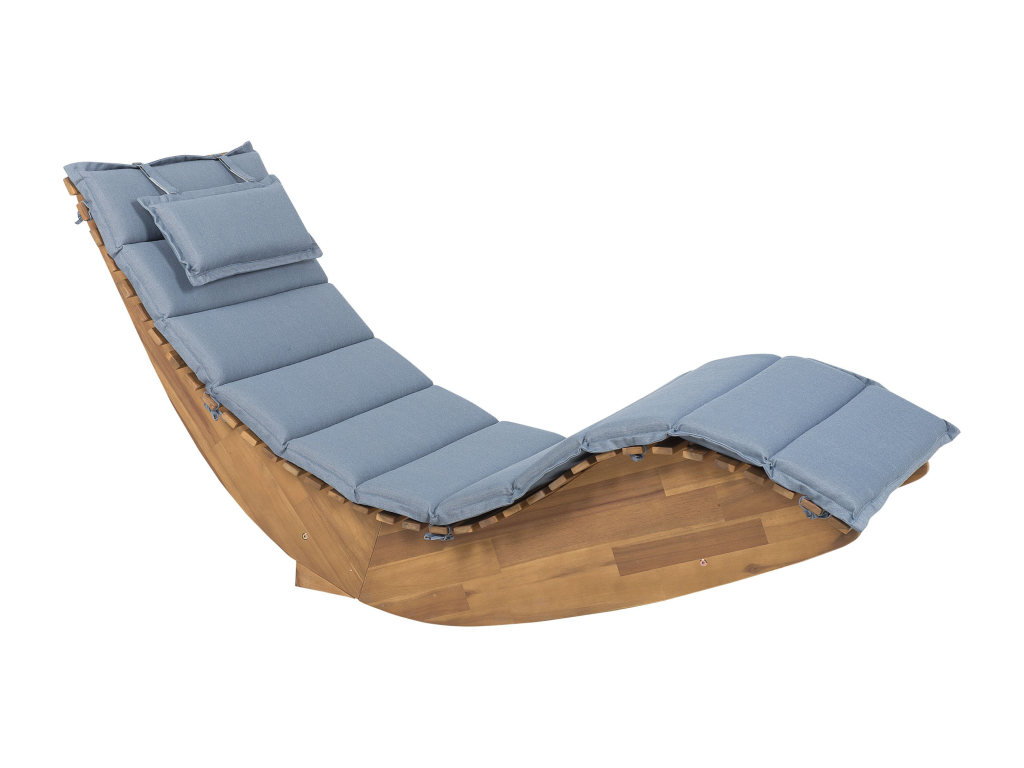 Boisona Blue Wood Chaise Lounge with Cushion CYNG70637