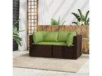 Garden corner sofas and cushions, 2 pieces, brown woven resin, GFDU61266