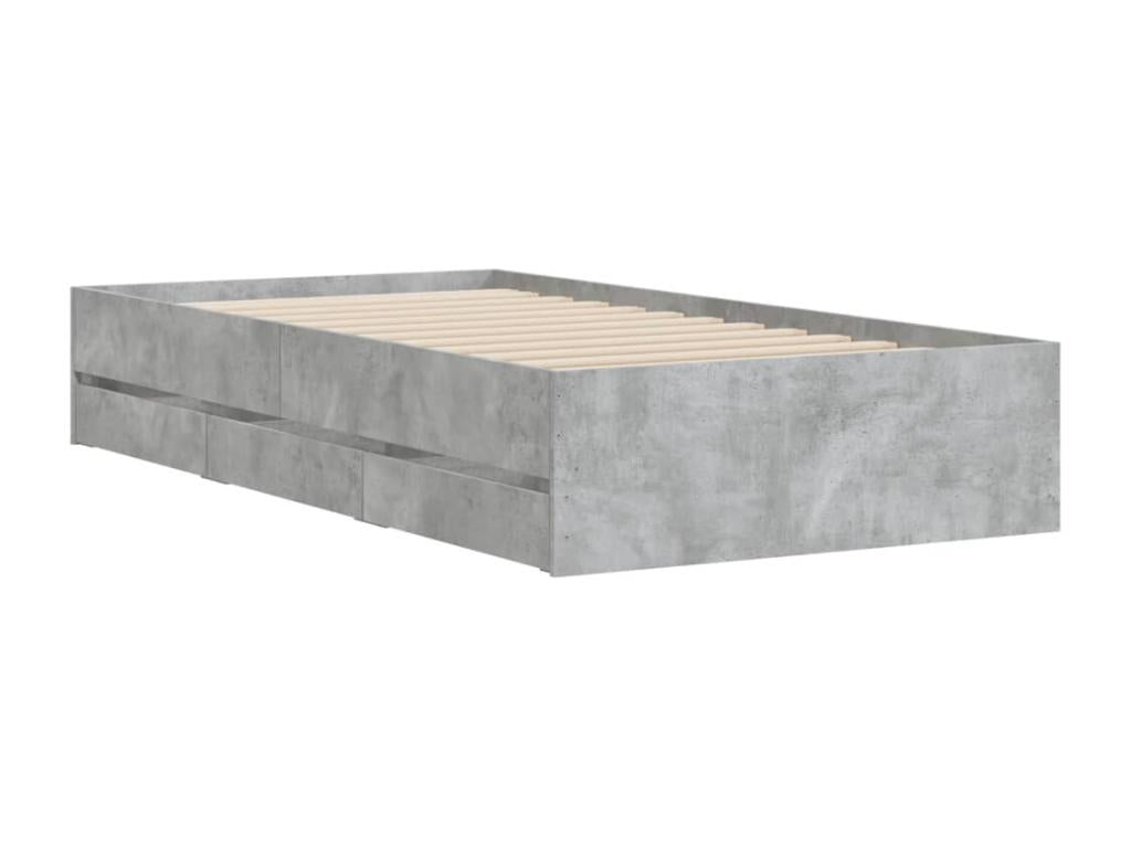 Bed frame and drawers, concrete grey, 90x200 cm, engineered wood, ZFIO42052