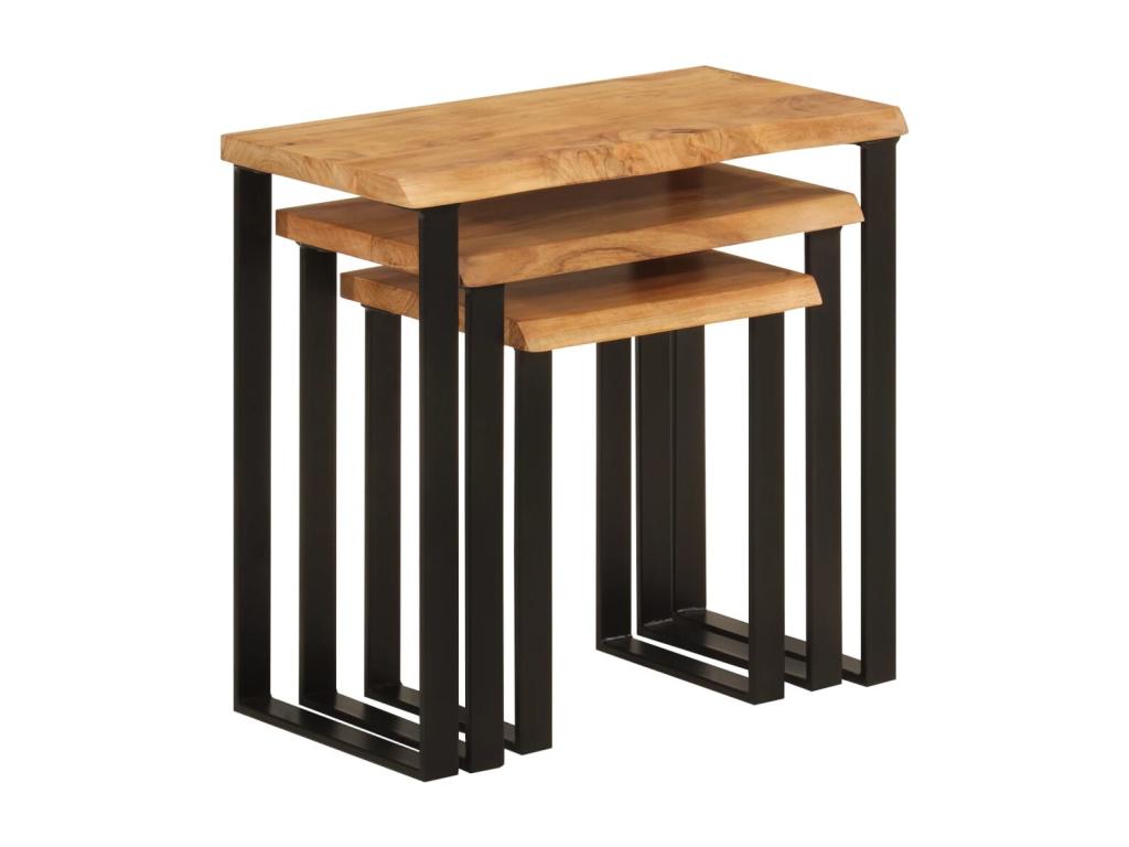 Nesting tables, 3 pieces, with live edge, solid wood by Elariva RFRM43116