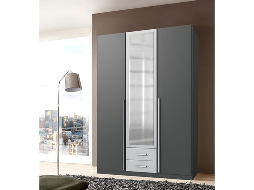 Wardrobe/Closet Storage Unit, Graphite/Light Grey - W- 135 x H- 197 x D- 58 cm RENV85316