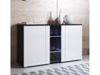 Low sideboard for living room/dining room in black and white with LED lighting, 120x40x72cm, A1 XOPV52302