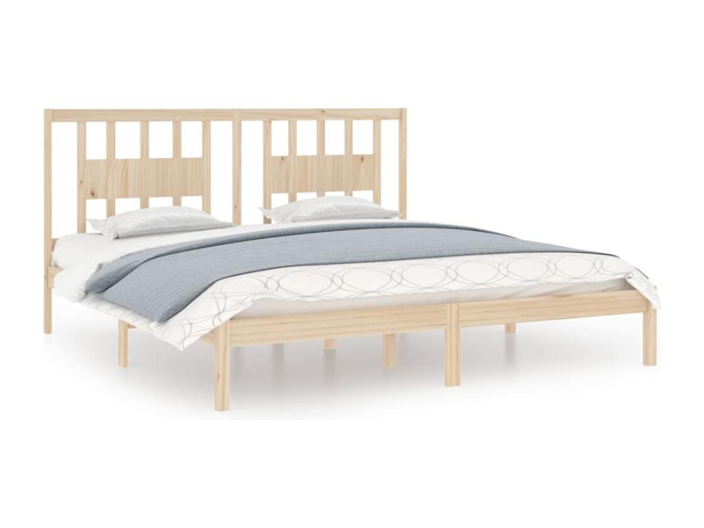Solid pine wood bed frame 200x200 cm CLIS07396