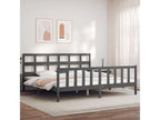 Grey bed frame without mattress, 200x200 cm, solid pine wood, WCUZ40854