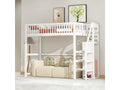 90x200 cm loft bed with wardrobe and stairs - solid wood and MDF - white, mattress not included NRHQ86069