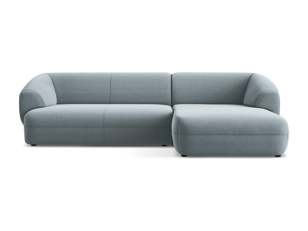 Modular 3-seater right-facing corner sofa in velvet - light blue - Boisona UMEG89069