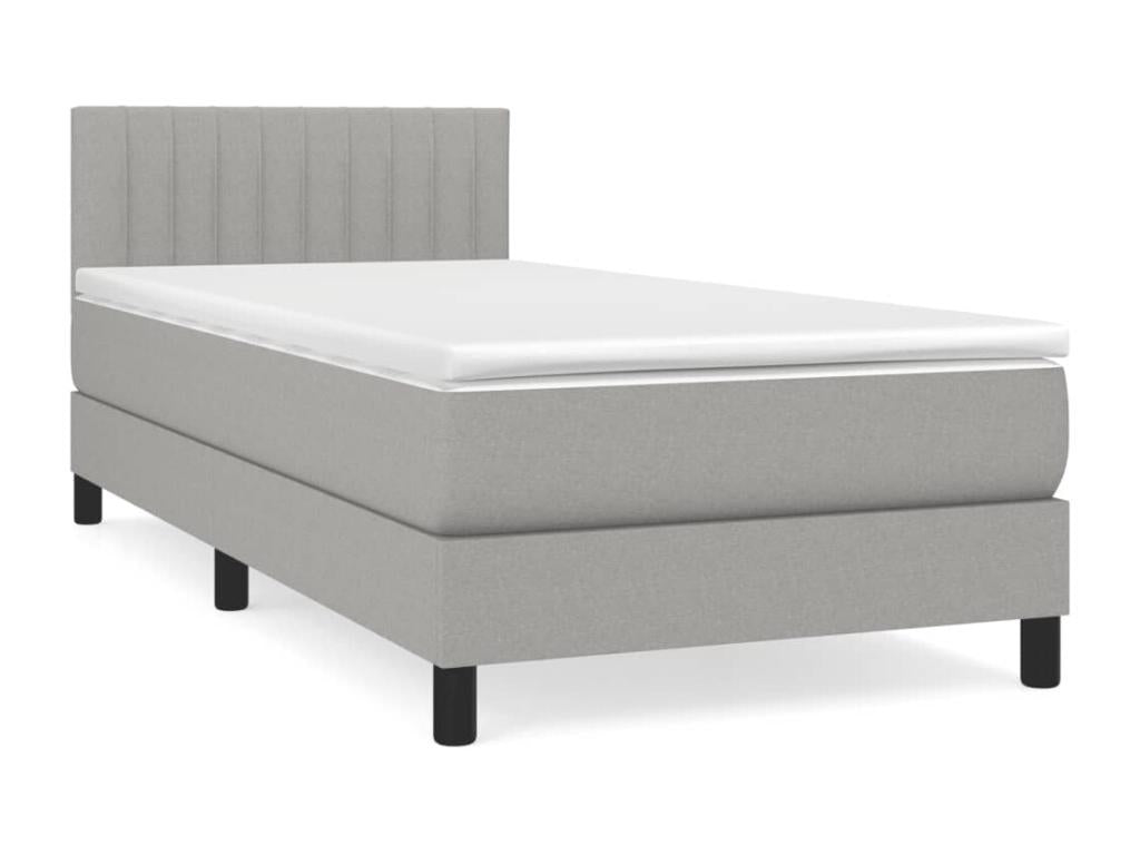 Upholstered bed base with mattress, light grey, 90x200 cm, fabric, 4 UANY20132
