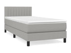 Upholstered bed base with mattress, light grey, 90x200 cm, fabric, 4 UANY20132