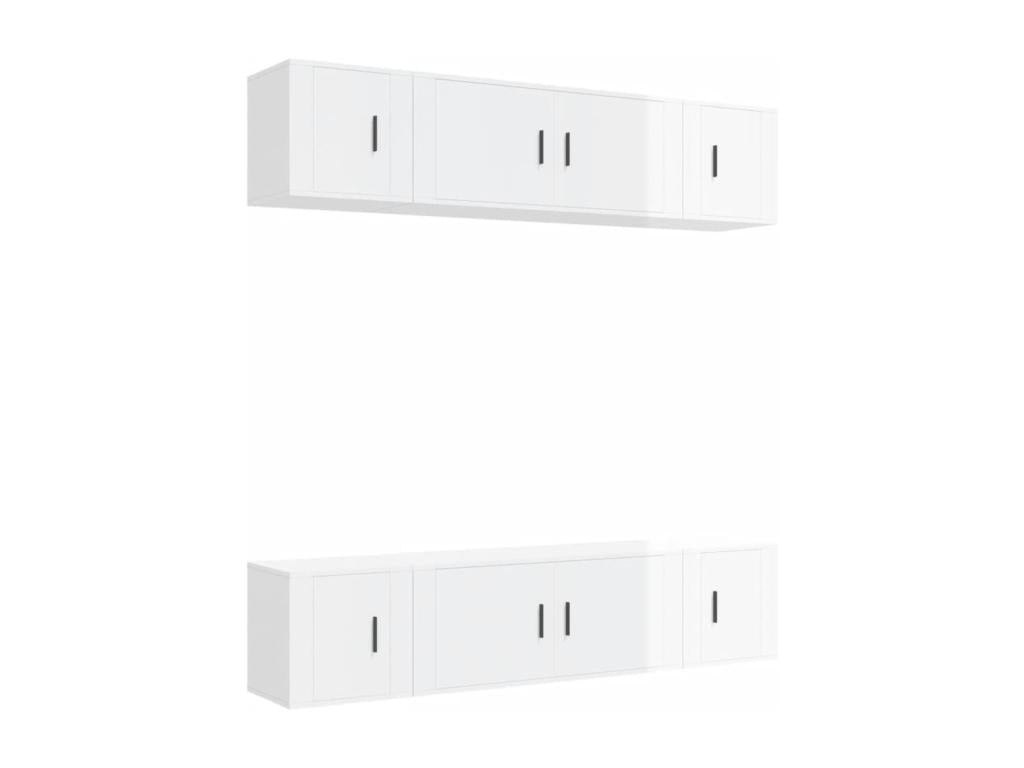 6-Piece TV Furniture Set, Glossy White Engineered Wood HMSF95443