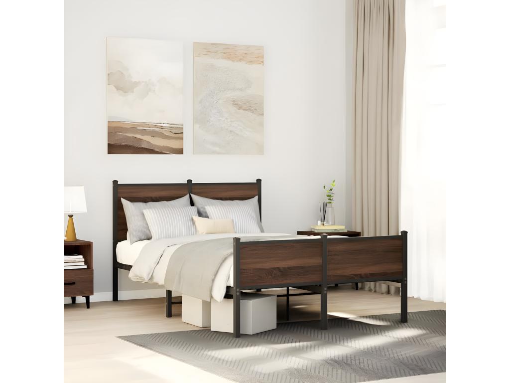 Metal bed frame with headboard and footboard 120x200 cm HSWK26577