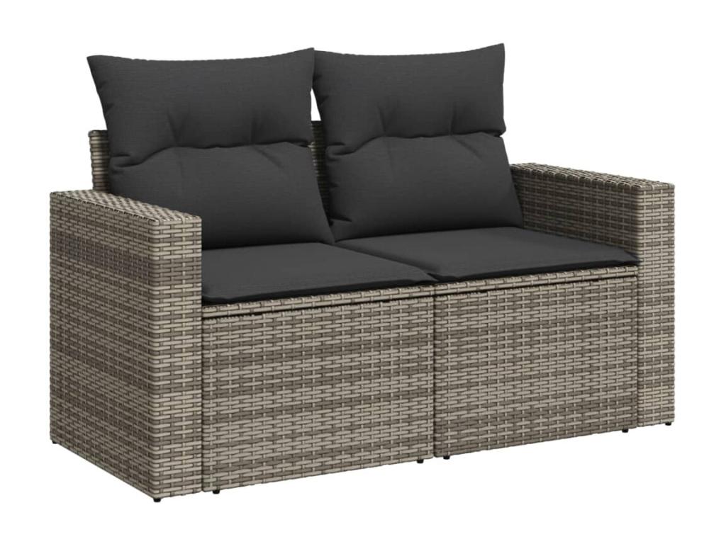 Garden furniture set with cushions, 13 pieces, grey woven resin KHJC41689