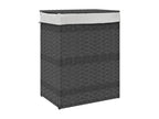 Laundry basket with lid, grey, 46x33x60 cm, woven resin, AYMK65711