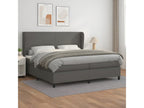 Upholstered bed base with mattress, Grey, 200x200 cm, Faux Leather, IWEN94947