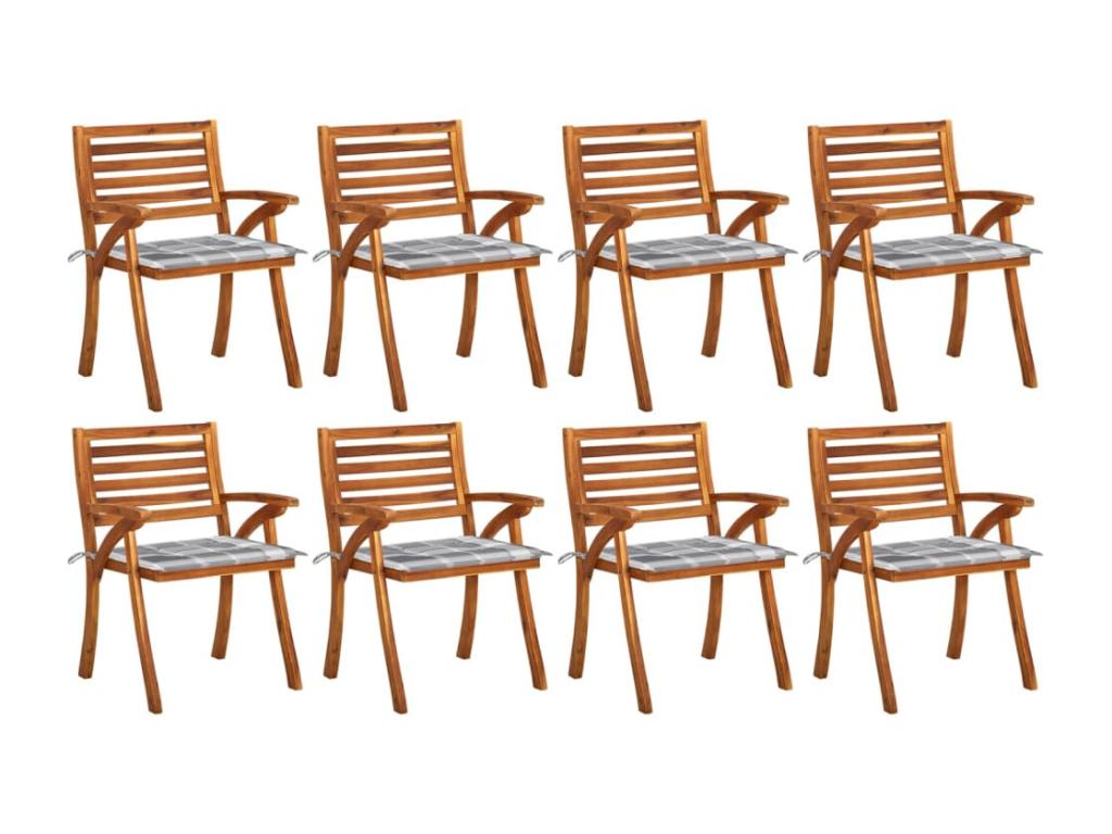Garden chairs with cushions, 8 pieces, solid Boisona wood, ELSK12760