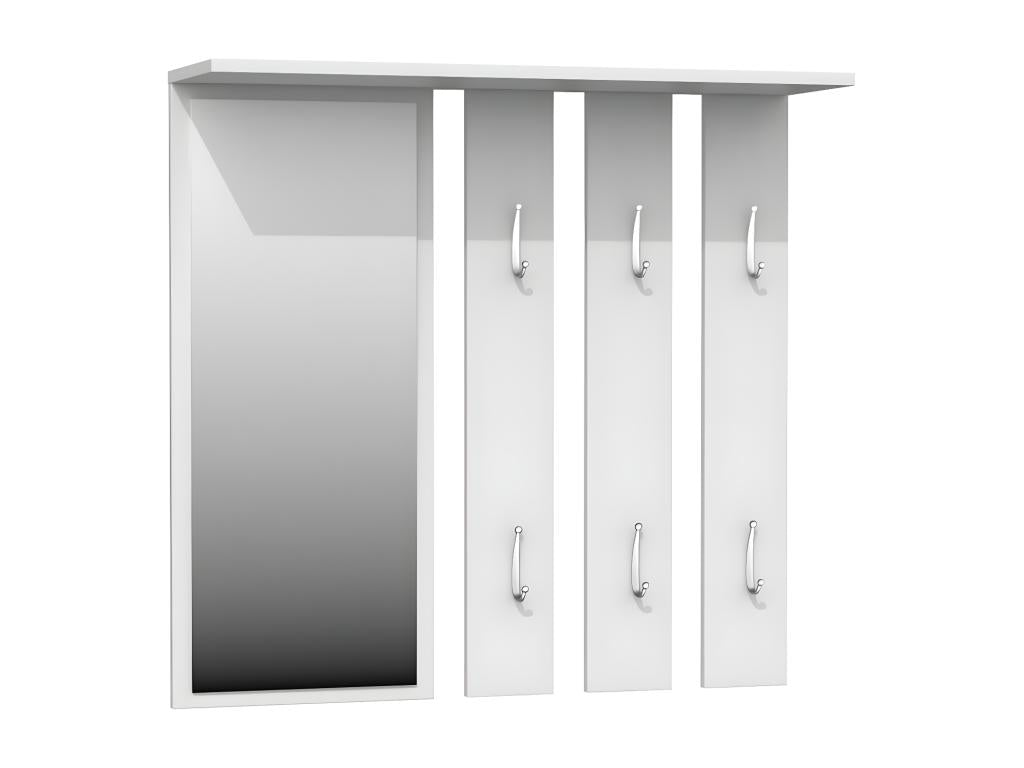 Boisonaère wall-mounted cabinet with large mirror - 6 double hooks - Shelf - Entryway furniture - 85x82x15cm KBEX90706