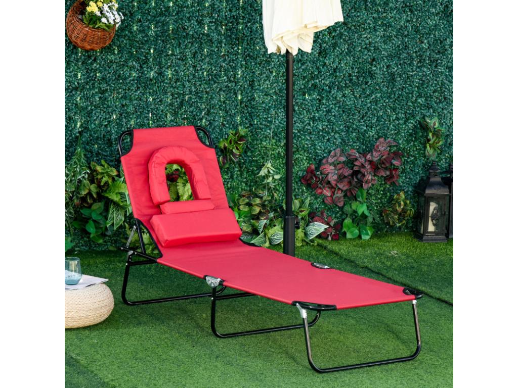 Boisona Red Folding Reclining Sun Lounger FGDI55011