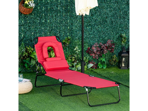 Boisona Red Folding Reclining Sun Lounger FGDI55011