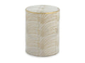 Boisona FNNU24134 White and Gold Ceramic Round Low Stool