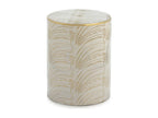 Boisona FNNU24134 White and Gold Ceramic Round Low Stool