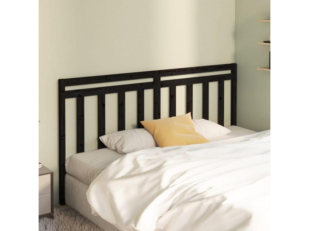 Black Headboard 206x4x100 cm Solid Pine Wood JGFN65038
