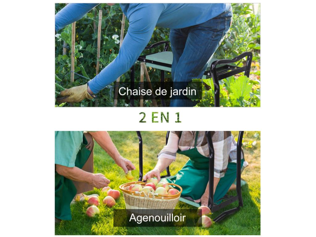 Boisona 2-in-1 garden stool, black and green, BSJM83463