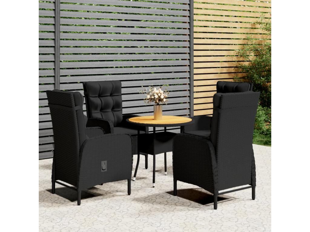 Boisona 5-piece garden set, black braided resin, SHFD36031