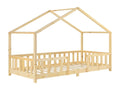 House-Shaped Children's Bed with Safety Rail, Nobellea 200x90 cm, Natural Wood, Nobellea MCSJ38730