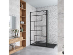 Walk-in shower screen 120 x 40 x 200 cm with pivoting return panel - Black - with 70-120 cm cylindrical support bar QIPI74756