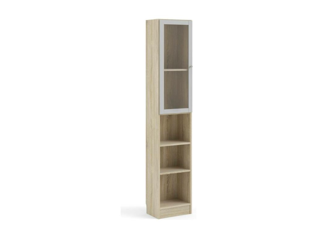 Boisona Bookshelf, Desk Shelf, Mobile Book Holder, 41x28 h203 cm, Oak and White, GDOD27010