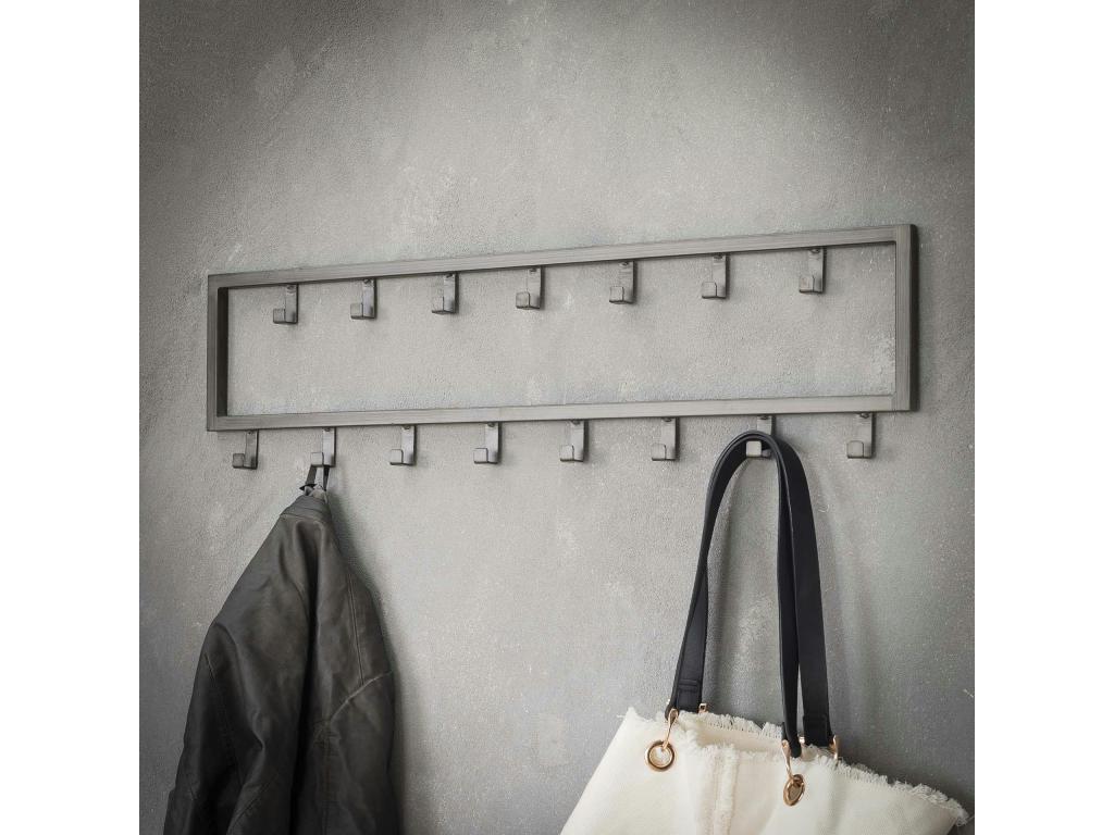 Industrial metal wall-mounted coat rack with 15 hooks OGNR73385