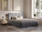 Storage bed 140x190 cm - Textured fabric - Grey - Nobellea JJOX04558