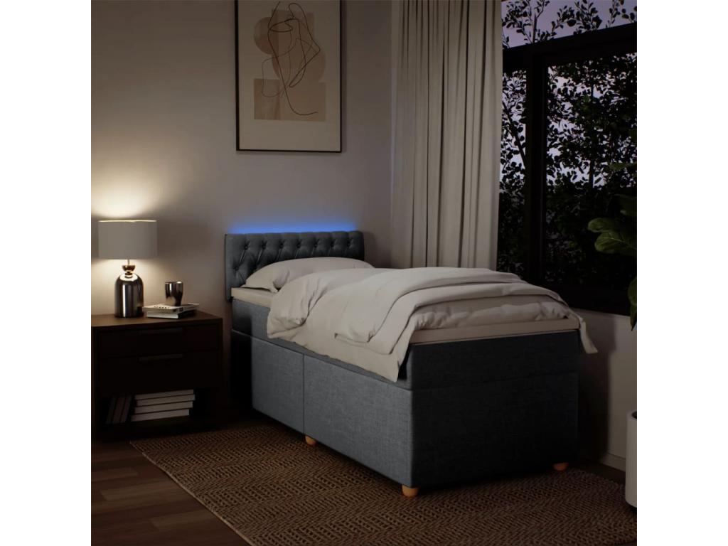 Boisona bed base and mattress, light grey, 90x190 cm, fabric AWIA79842