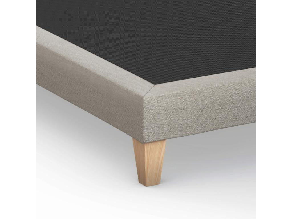 Upholstered bed base in beige linen - Boisona 100x200 YOQX83990