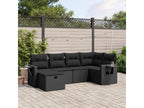 6-piece garden furniture set with cushions, black woven resin MXOL91690