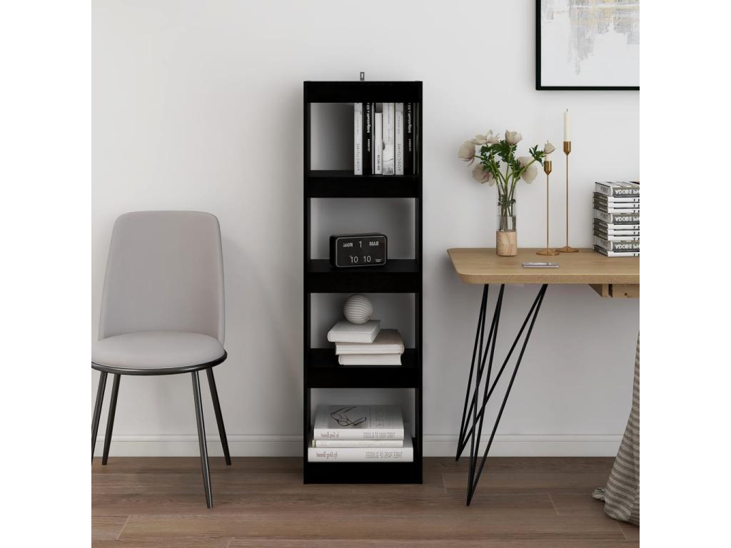 Black Bookshelf/Room Divider 40x30x135.5 cm Solid Pine COBX31678