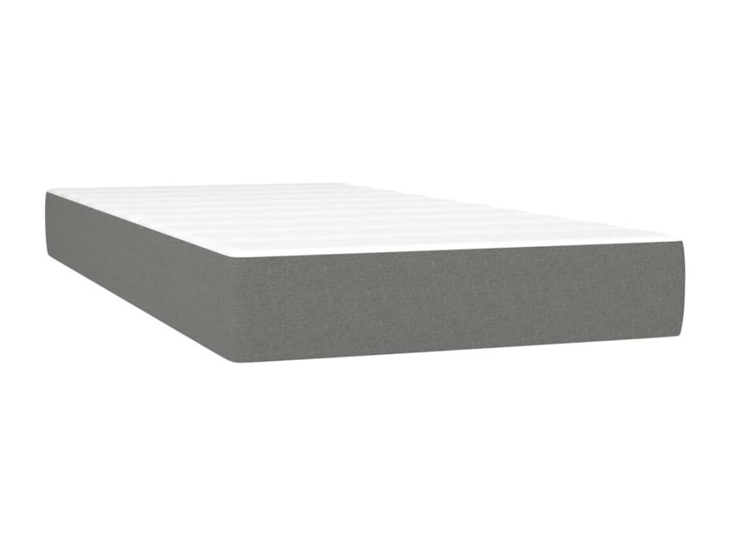Upholstered bed base with mattress, Dark Grey, 100x200cm, Fabric BPCE12604