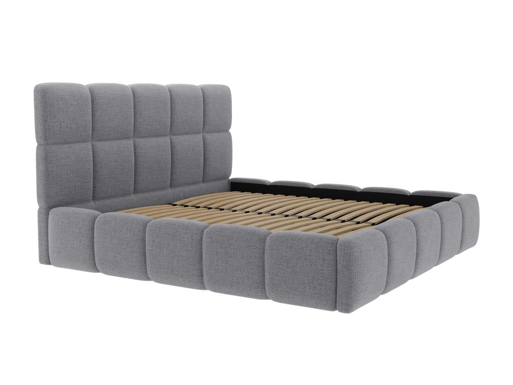 Storage bed 140x190 cm - Textured fabric - Grey - Nobellea JJOX04558