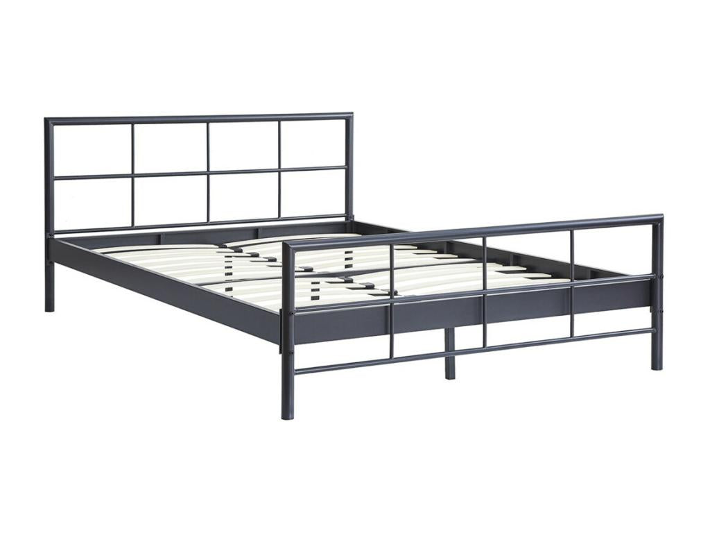 Boisona Metal Bed – 160x200 cm – Dark Grey – Robust and Elegant Design YSUB93047