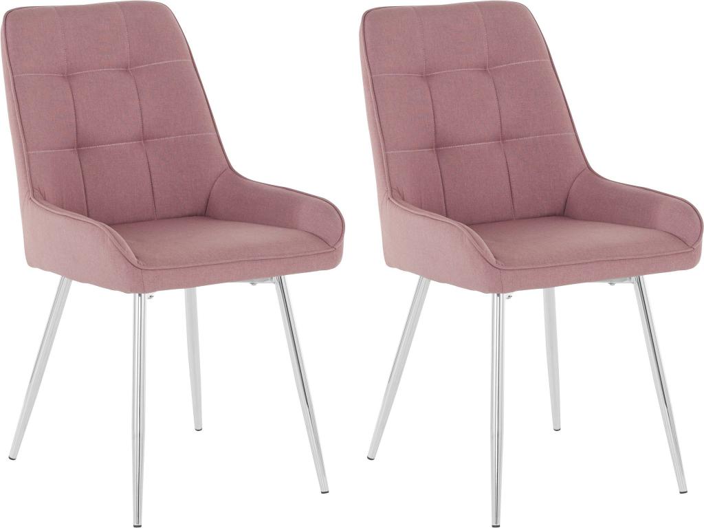 Juri - Set of 2 upholstered dining chairs in pink braided fabric KLUW96750
