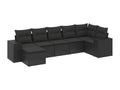 7-piece garden furniture set with cushions, black woven resin QQOK14614