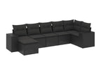 7-piece garden furniture set with cushions, black woven resin QQOK14614