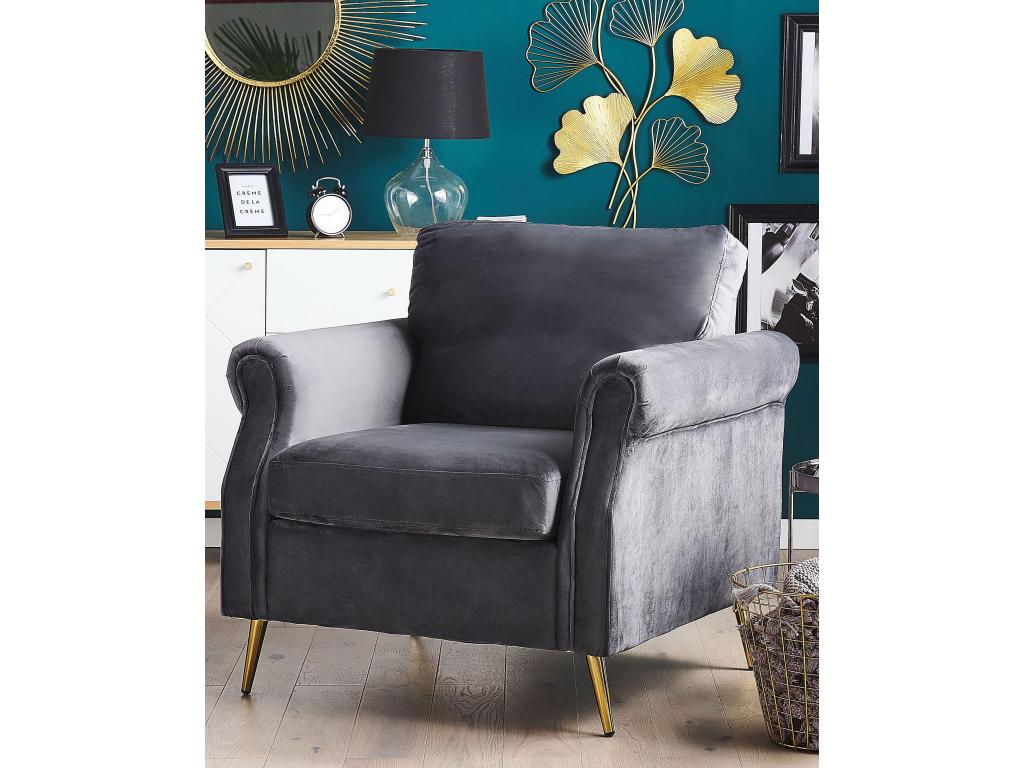 Nobellea Armchair, Dark Grey Velvet, HWCO47859