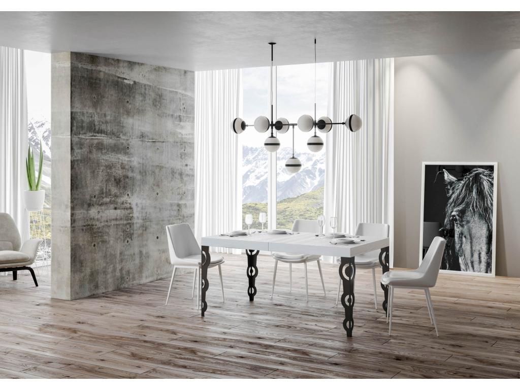 Karamay Extendable Table 90x180/440 cm White Ash with Anthracite Frame QSKR49735