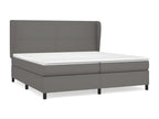 Upholstered bed base with mattress, Grey, 200x200 cm, Faux Leather, IWEN94947