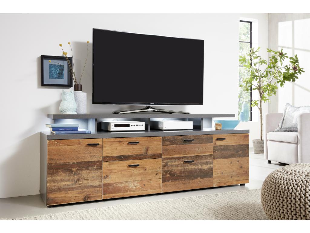 Nobellea - Living room/lounge furniture - TV unit max 65 in melamine wood and matte grey - WDH 180-66-47 cm CYBU75770