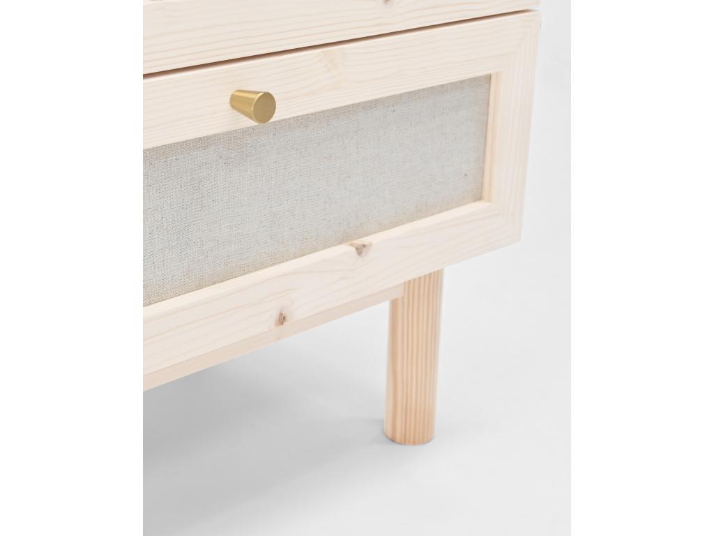 Fir wood and linen chest of drawers with six natural drawers, 76x120cm - LINEN - Boisona KEBT49676