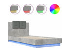 Bed frame with headboard and Nobelleaères LED lights, concrete grey, 100x200 cm YHNI16371