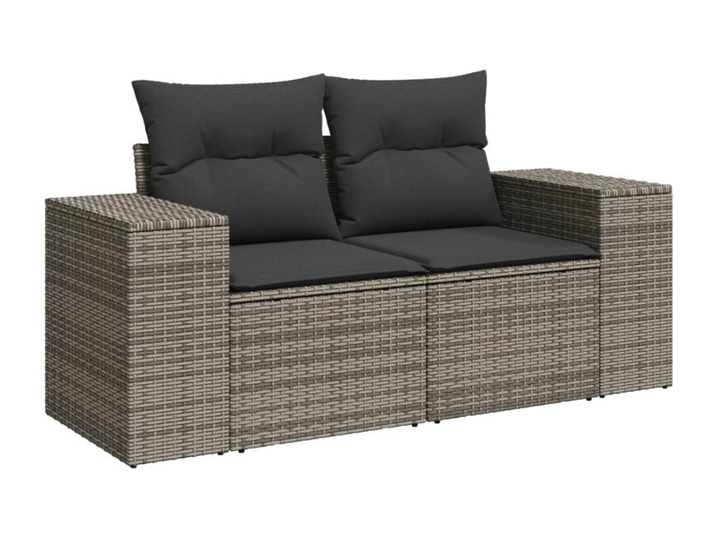 9-piece garden furniture set with grey resin wicker cushions IDOX17816