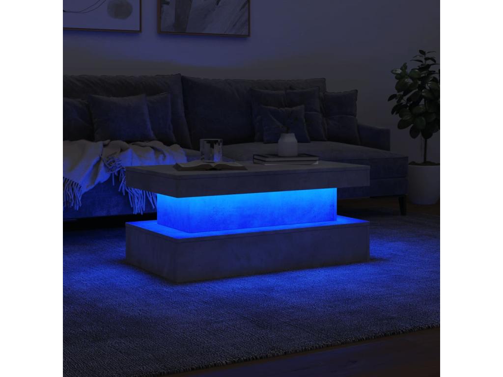 Coffee table with Nobelleaères LED lighting, concrete grey, 90x50x40 cm, VPPN80030